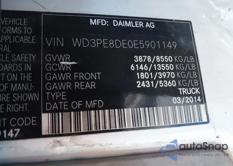 2014 Mercedes-Benz Sprinter 2500 High Roof z USA, uszkodzony, nr VIN WD3PE8DE0E5901149